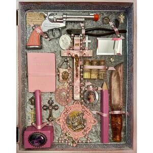 Vampire Slayer Kit Poster, 16” x 20”, Print, Pink and Silver, Jusztina’s Box